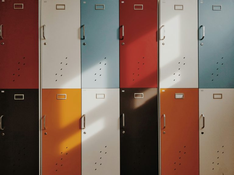 For Gen Z misogyny starts in the classroom Guardian article - image of multi-coloured lockers